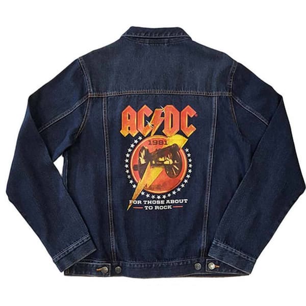 AC/DC Unisex voksen About To Rock Back Print Denimjakke
