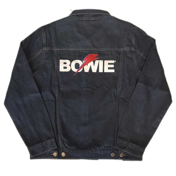 David Bowie Unisex Adult Flash Back Print Logo Denim Jacket