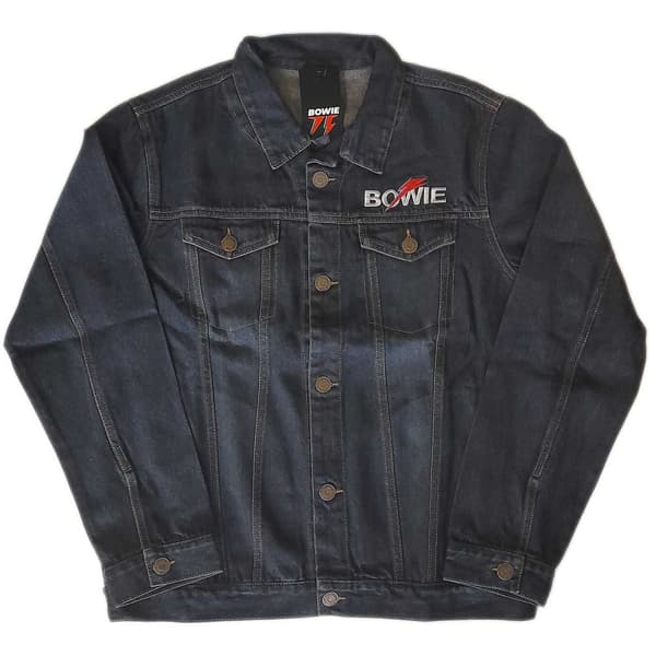 David Bowie Unisex Adult Flash Back Print Logo Denim Jacket