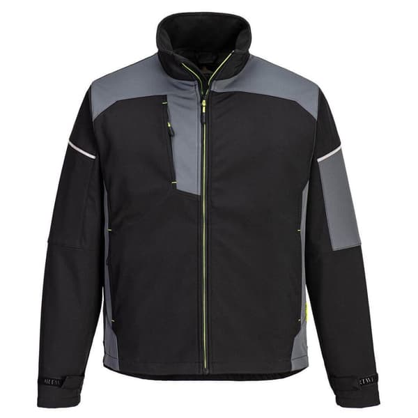 Portwest Mens PW3 Softshell Jacket Black/Zoom Grey XXL
