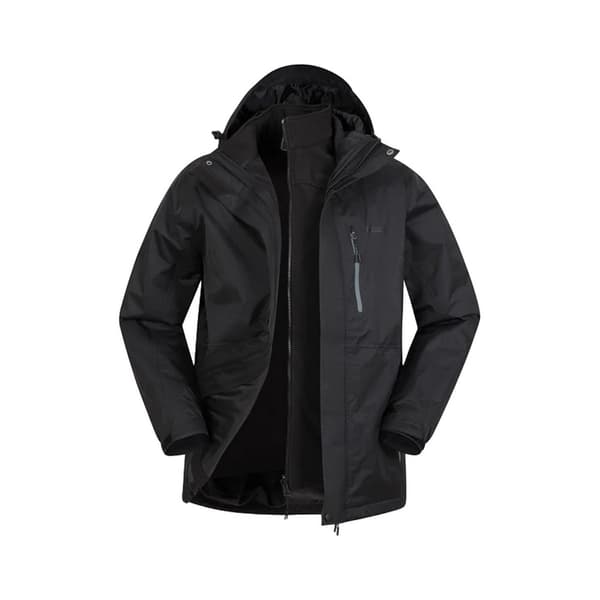 Mountain Warehouse Mens Bracken Extreme 3 i 1 vattentät jacka Black XS