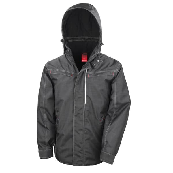 WORK-GUARD by Result Unisex Adult Textured Denim Jacket Black XS