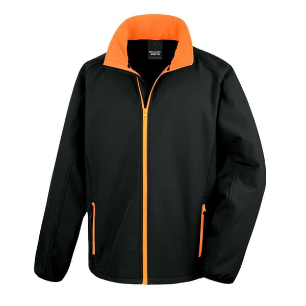 Result Core Mens Printable Soft Shell Jacket Black/Orange 3XL