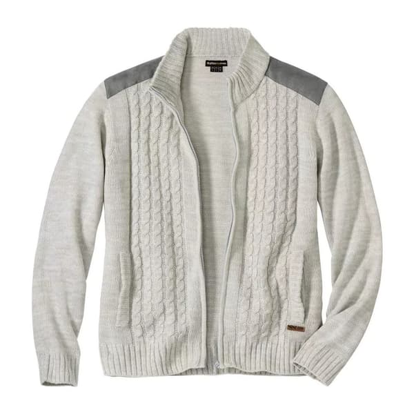 Atlas For Men Mens Cable Knit Jacket Grey XXL