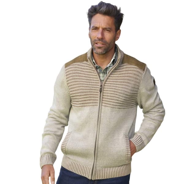 Atlas For Men Mens Knitted Faux Suede Shoulder Panels Jacket