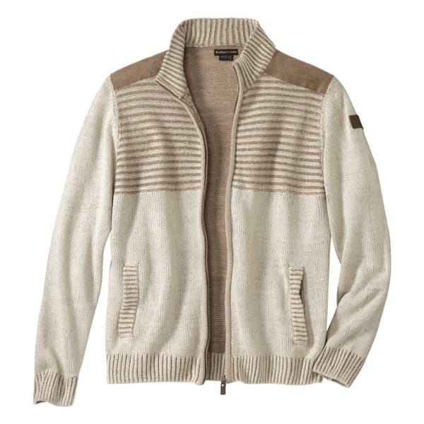 Atlas For Men Mens Knitted Faux Suede Shoulder Panels Jacket Beige XXL