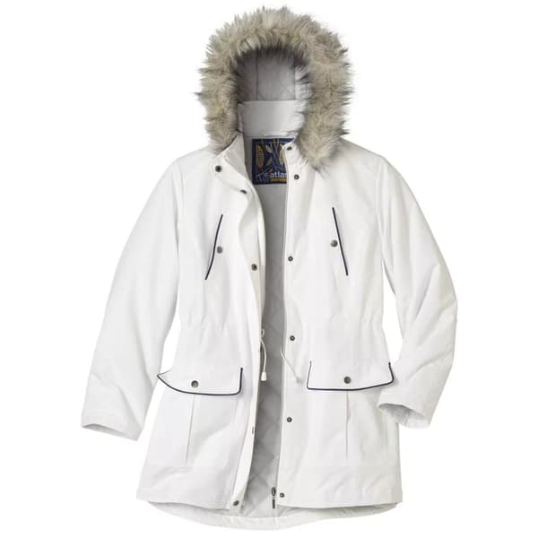 Atlas For Women Vandafvisende parkacoat med hætte til kvinder/damer Off White 16 UK - 18 UK