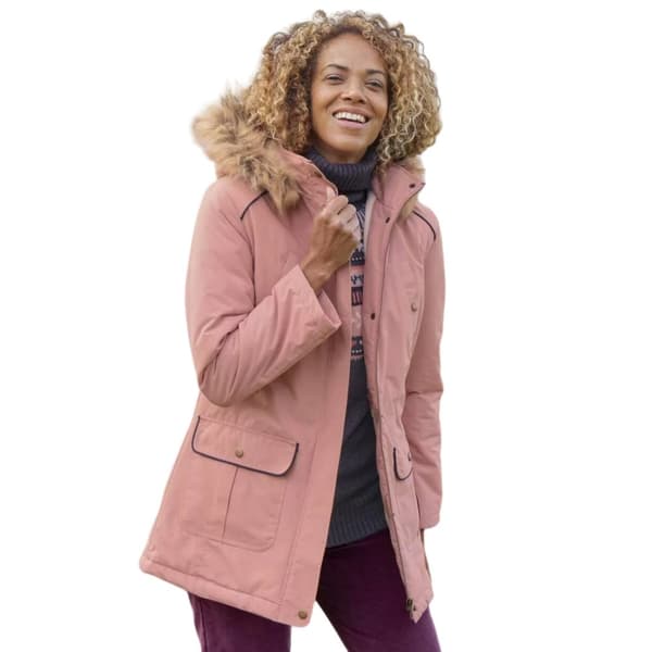 Atlas For Women Parka med luva i fuskpäls för damer/damer