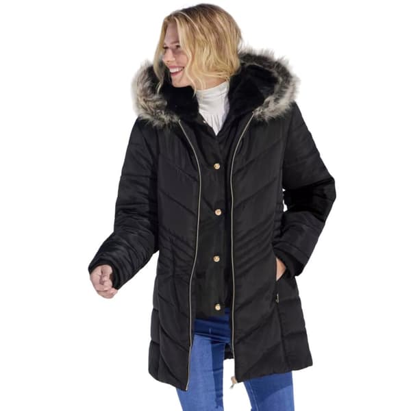 Atlas For Women Womens/Ladies Hooded Faux Fur Water Repellent Padded Jacket