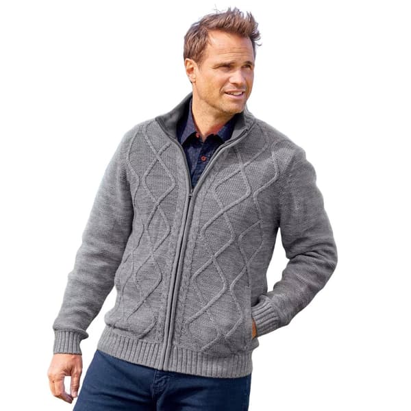 Atlas For Men Mens Cable Knit Full Zip Jacket