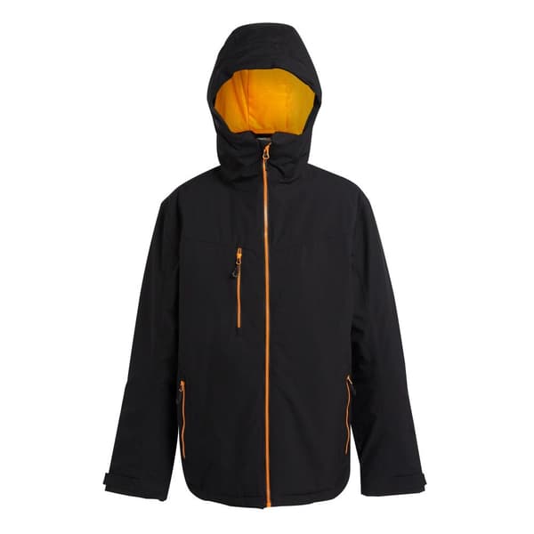 Regatta Mens Navigate Insulated Waterproof Jacket Black/Orange Pop XL