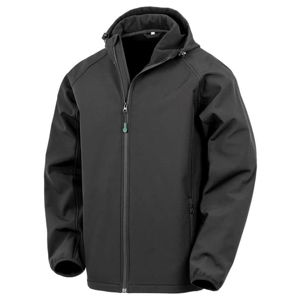 Result Genuine Recycled Mjuk skaljacka med huva i 3 lager med tryck för herrar Black 4XL