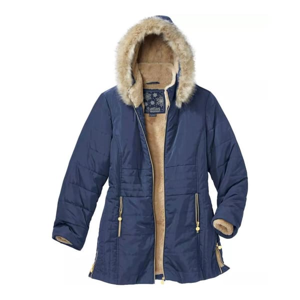 Atlas for Women Kvinnor/Damer Faux Fur Hood Padded Jacket