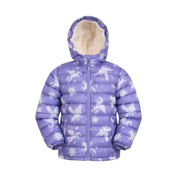 Mountain Warehouse Childrens/Kids Seasons Unicorn Faux Fur Lined Padded Jacket Dusky Purple 9-10 Years