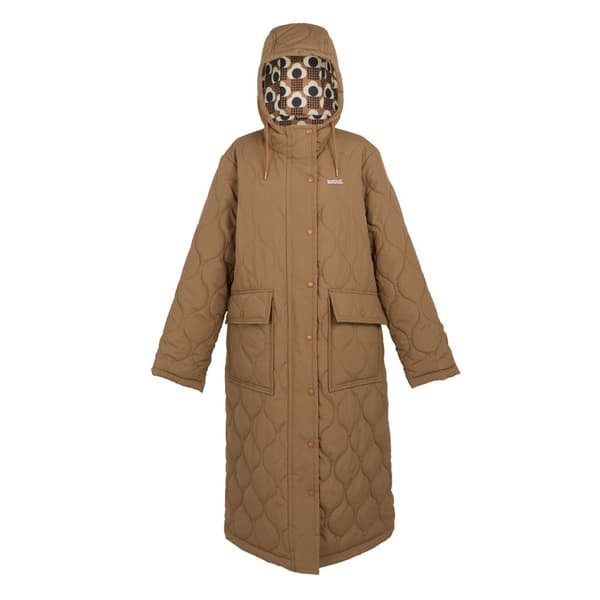 Regatta Orla Kiely Quiltad Lång Jacka, Dam/Dam Toasted Tan 14 UK