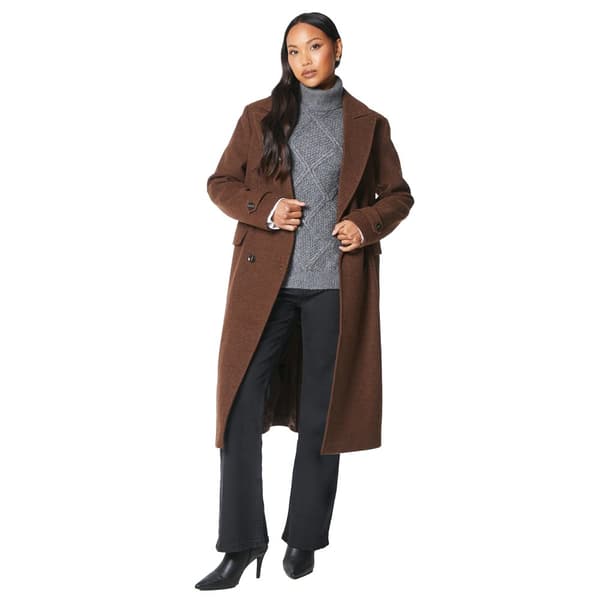 Principles Womens/Ladies Faux Wool Double-Breasted Trench Coat Chocolate 14 UK