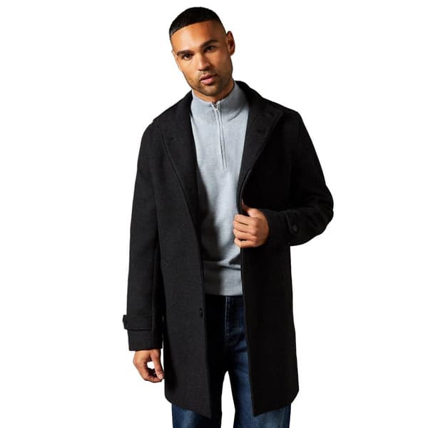 Burton Mens Signature Wool Blend Funnel Neck Coat Dark Grey S
