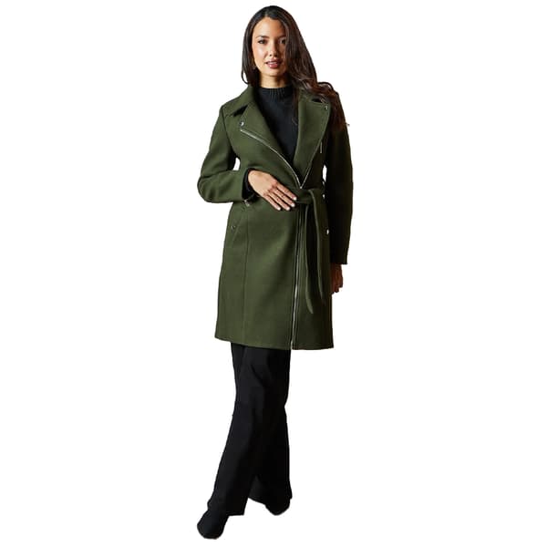 Principles Womens/Ladies Faux Fur Collar Biker Jacket Forest 10 UK