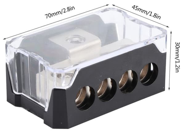Fordelingsblok 1x10,5mm til 4x7mm