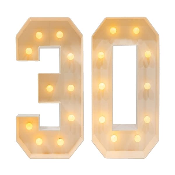 3D LED Ljusande Födelsedagsnummer, Vintage Design, Batteridriven,30