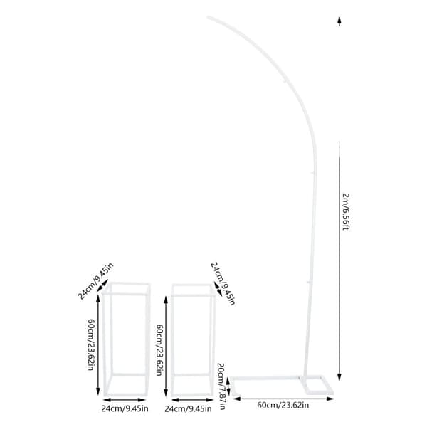 Bröllopsblomsterställ, 2 m båghöjd, hållbar stålstruktur,M, VIT