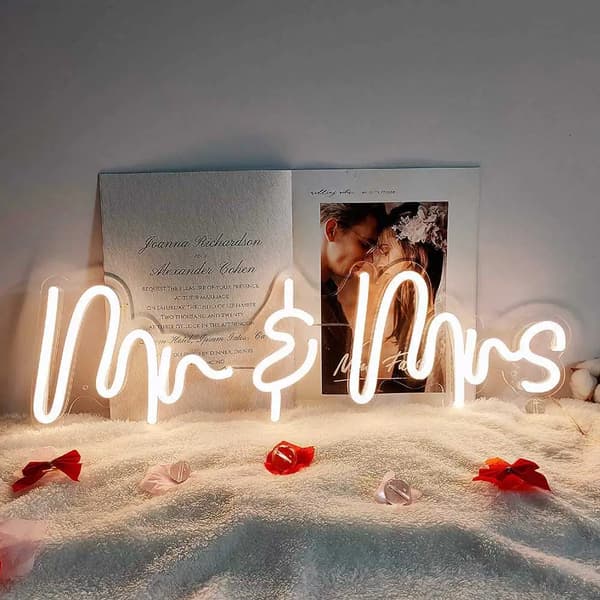 Herr & Fru LED Neon Skylt, Modern Akryl Design, Anpassningsbar Form,EU-kontakt, Herr Fru