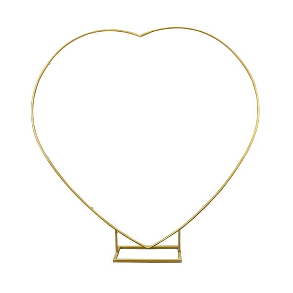 Hjärta Form Bröllopsbåge, 2,0 m Höjd, Metallram,Guld, 2m(6.5ft)