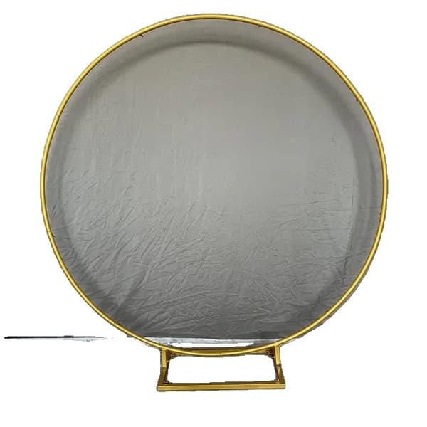 Bröllopsbåge Bakgrundsställning, Utomhusgräsmatta Dekor, Rund Design, 1,8m (70,8 tum), Guld-fyrkantig bas