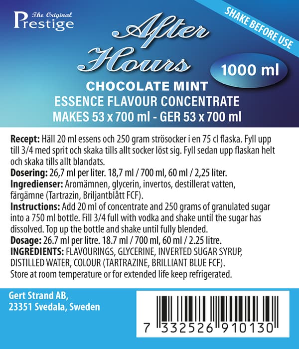 PR After Hours Chokladmint essens 1000 ml