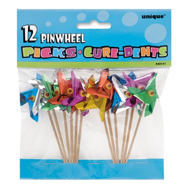 Unique Party Pin Wheel Picks (pakke med 12 stk.) Multicoloured One Size