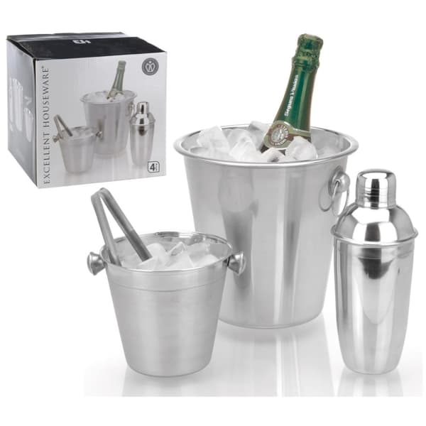 Excellent Houseware 424155  4 Piece Bar Set Stainless Steel
