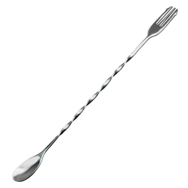 Cocktailske med gaffel rustfrit 32 cm