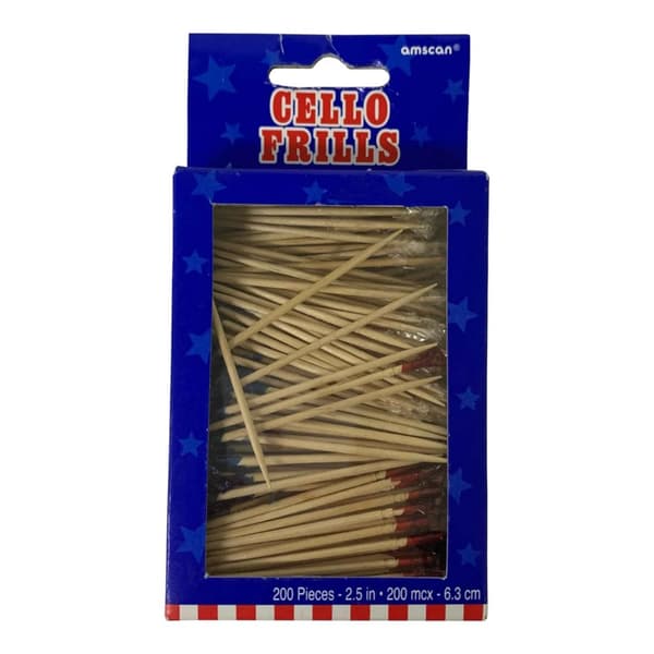 Amscan Cellophane Fringe Cocktail Sticks (Pack of 200) Beige/Multicoloured One Size