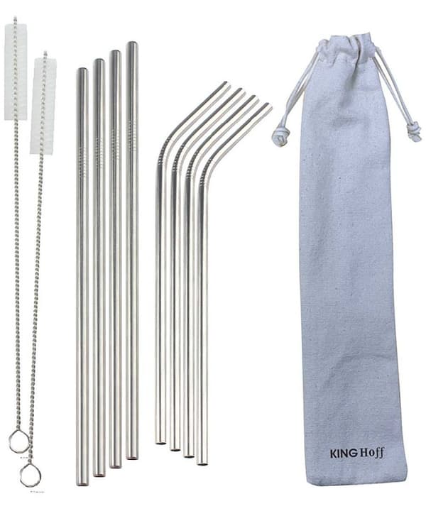 KINGHOFF METAL DRIKKE STRÅ 8 stk. + SAG KH-1357