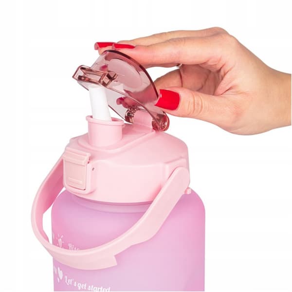 FLASKA MOTIVATIONSFLASKA 2L MED MÄTKOPP LÄCKAGESÄKER BPA-FRI FITNESS SPORT