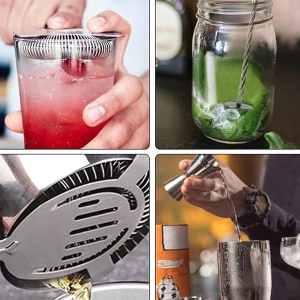 OBOSOE Premium Cocktail Shaker Set – 10-osainen ruostumattomasta teräksestä valmistettu baarilaite