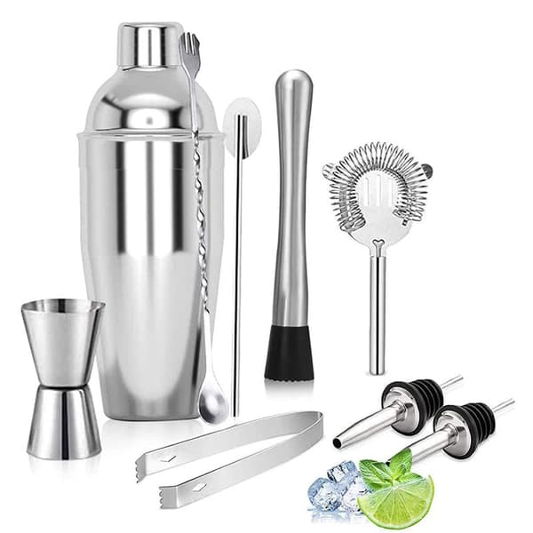 OBOSOE Premium Cocktail Shaker Set – 10-osainen ruostumattomasta teräksestä valmistettu baarilaite
