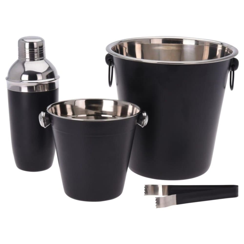 Excellent Houseware Cocktailset 4 delar rostfritt stål matt svart