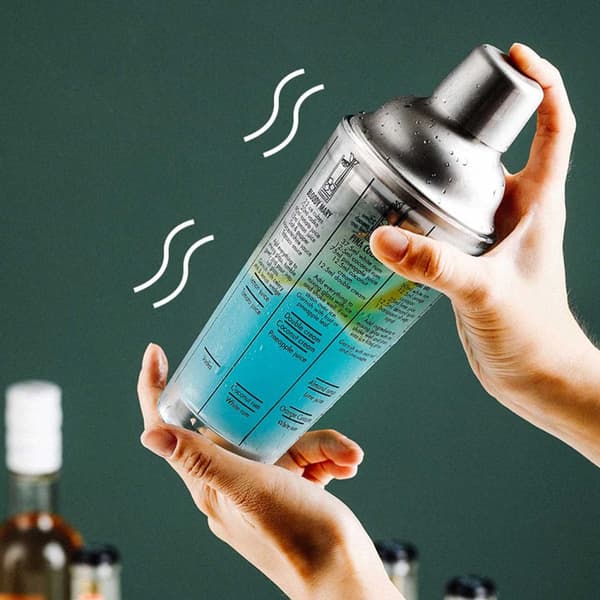 Cocktailshaker med drikkeopskrift 400 ml shaker glas rustfrit stål