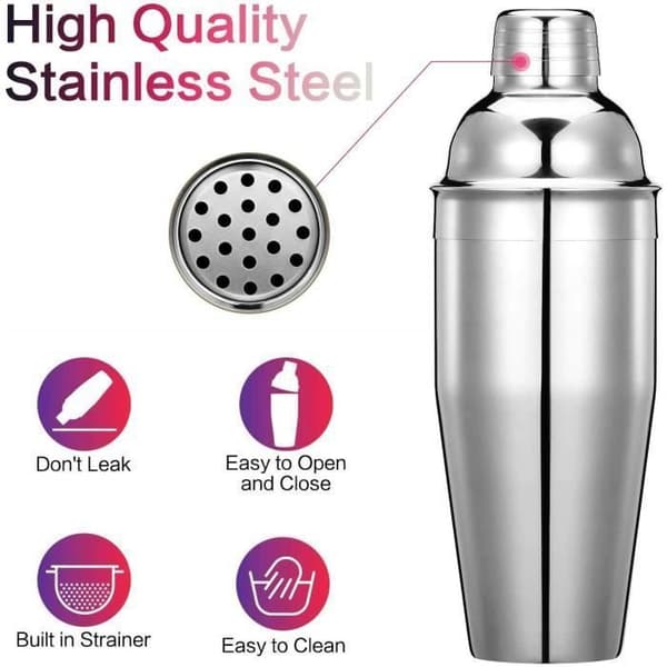 Cocktail Shaker Set, 5 delar professionell cocktail Shaker Kit, 750 ml rostfritt stål Cocktail Shaker Kit