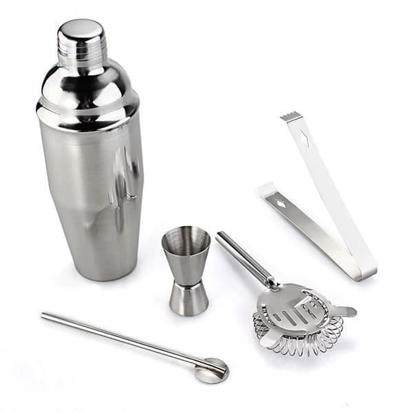 Cocktail Bar Set 5 delar rostfritt stål Shaker Tång Sked 750ml