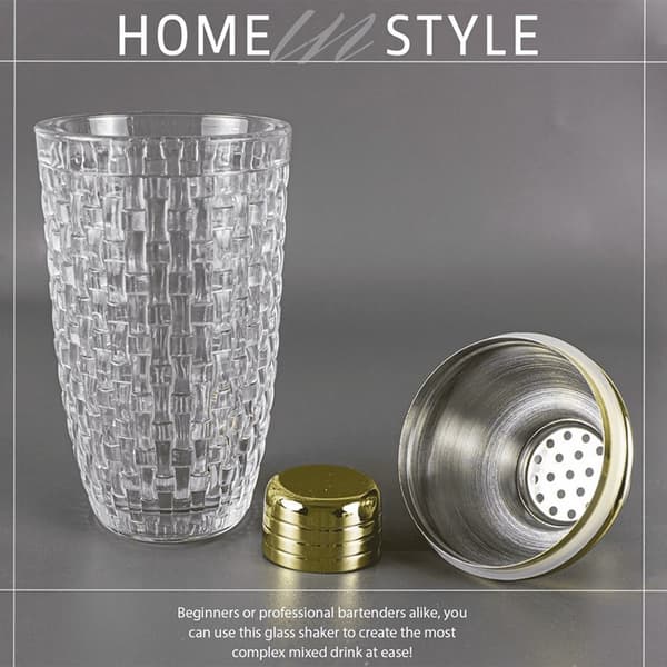385 ml Cocktail Shaker kudottu rakennelasi + kansi ruostumattomasta teräksestä valmistettuun kuppiin