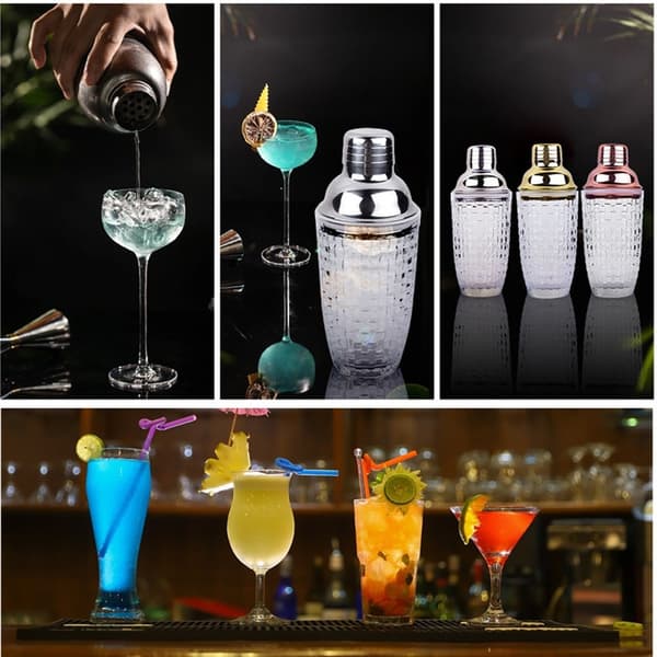 385 ml Cocktail Shaker kudottu rakennelasi + kansi ruostumattomasta teräksestä valmistettuun kuppiin
