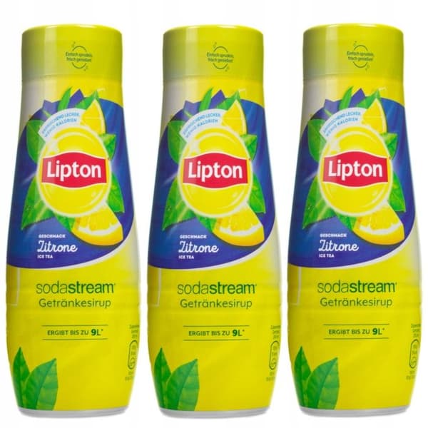 3x Sodastream Lipton Ice Tea citronsirap 440ml kolsyrat vatten och mättnadsmedel