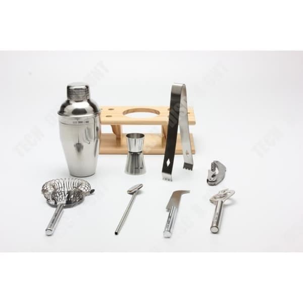 Professionell komplett Cocktail Kit Mojito Alcohol Bar 9 st Rostfritt stål Bartender Shaker Tillbehör Nybörjarställ Träblandare Verktyg