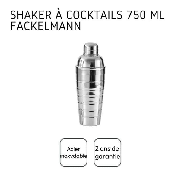 Cocktailshaker - Fackelmann - 750 ml - Rostfritt stål - 26 x 8,5 x 8,5 cm - Grå