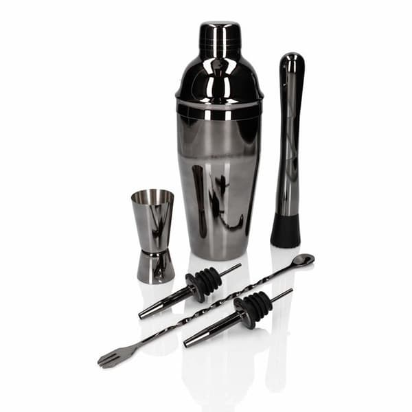 Shaker - agitator - set cocktail Whiskey rocks Barmanset 6 delar, Shaker Cobbler 750 ML Svart Glänsande