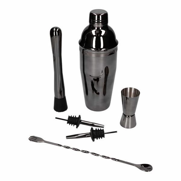 Shaker - agitator - set cocktail Whiskey rocks Barmanset 6 delar, Shaker Cobbler 750 ML Svart Glänsande