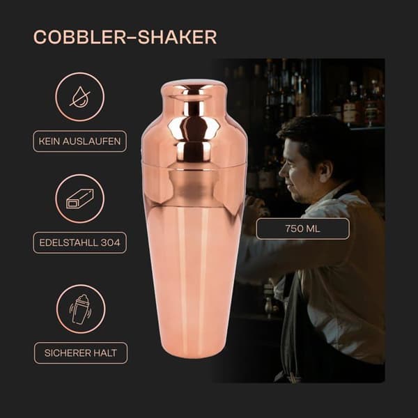 Shaker - agitator - whiskey rocks cocktailset Bartender 8 el Parisien Shaker - koppar