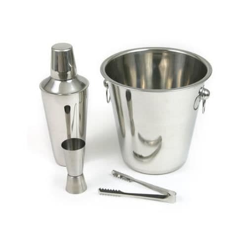 Cocktailshaker - BarSet - 4 delar - Rostfritt stål - Diskmaskinssäker - Grå